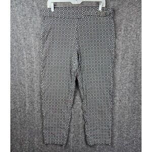 Verve Blues Ankle Pants Women Large Black White Geometric Print High Rise Crop